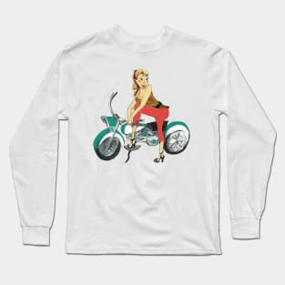 Retro Biker Chick Long Sleeve T-Shirt